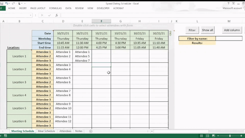 Excel speed dating scheduler